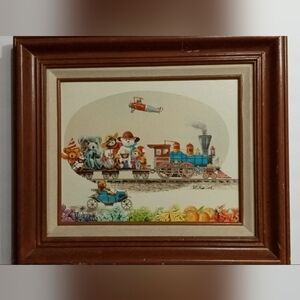 Original R. Smith "Bear Train" Hand Painted Serigraph, Signed